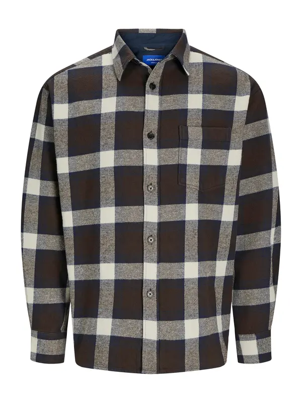 JACK & JONES JACK & JONES Košulja 'JWHFREDERIKSBERG'  ecru/prljavo bijela / morsko plava / čokolada