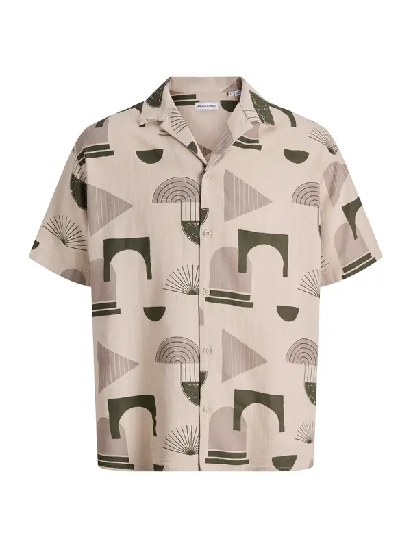 JACK & JONES JACK & JONES Košulja  sivkasto bež / bež siva / tamno zelena