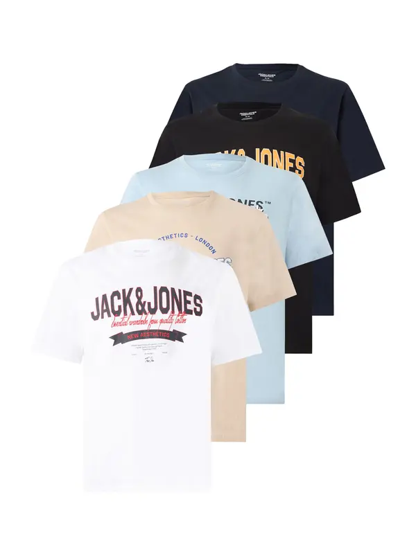 JACK & JONES JACK & JONES Majica  bež / svijetloplava / crna / bijela