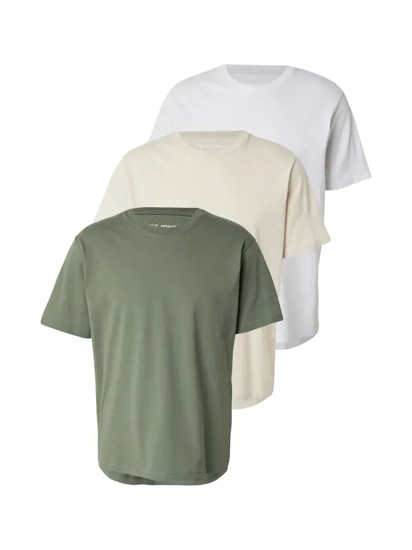 JACK & JONES JACK & JONES Majica  boja pijeska / maslinasta / bijela