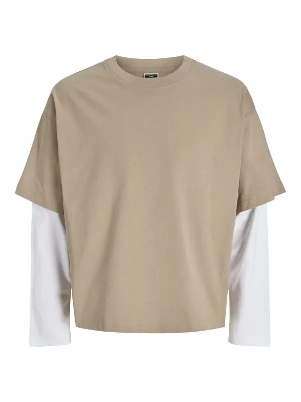 JACK & JONES JACK & JONES Majica 'JCOBIARRITZ'  svijetlosmeđa / bijela