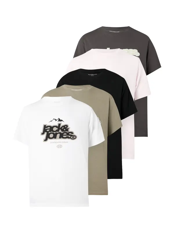 JACK & JONES JACK & JONES Majica 'JCOFLARE'  boja pijeska / tamo siva / crna / bijela