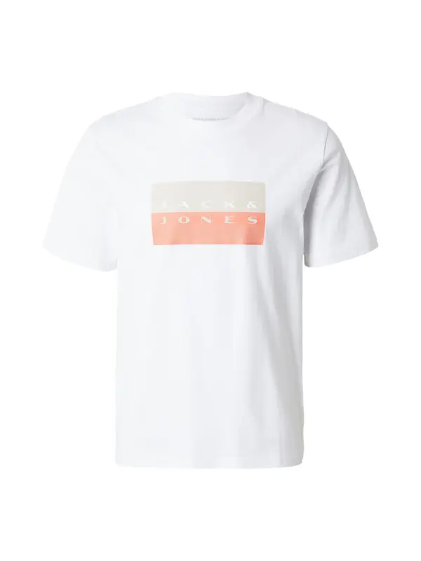 JACK & JONES JACK & JONES Majica 'JCOFUSION'  bež siva / koraljna / bijela