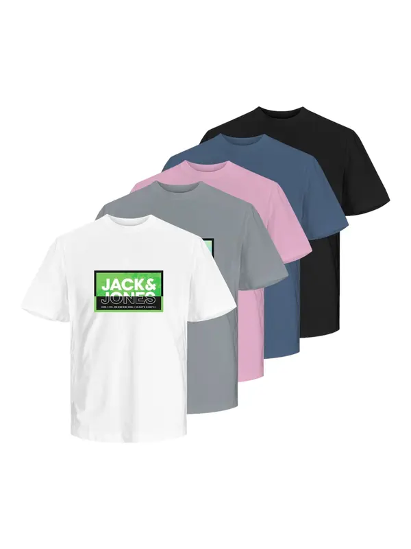 JACK & JONES JACK & JONES Majica 'JCOLogan Summer'  mornarsko plava / siva / lila / crna / bijela