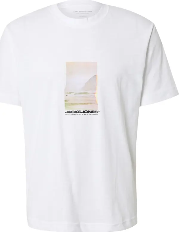 JACK & JONES JACK & JONES Majica 'JCOSAGO'  pijesak / crna / bijela