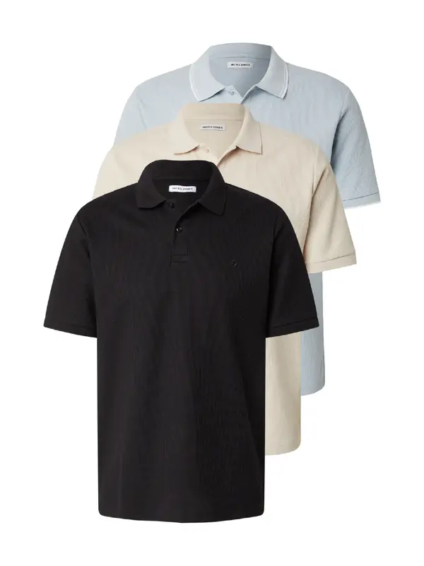 JACK & JONES JACK & JONES Majica 'JJEAUSTIN'  boja pijeska / svijetloplava / crna