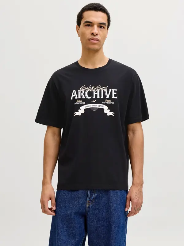 JACK & JONES JACK & JONES Majica 'JJEDOVER'  svijetlobež / crna / bijela