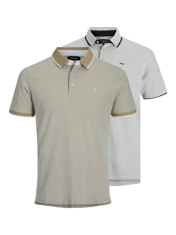 JACK & JONES JACK & JONES Majica 'JJEPaulos'  tamno bež / svijetlosiva / crna / bijela