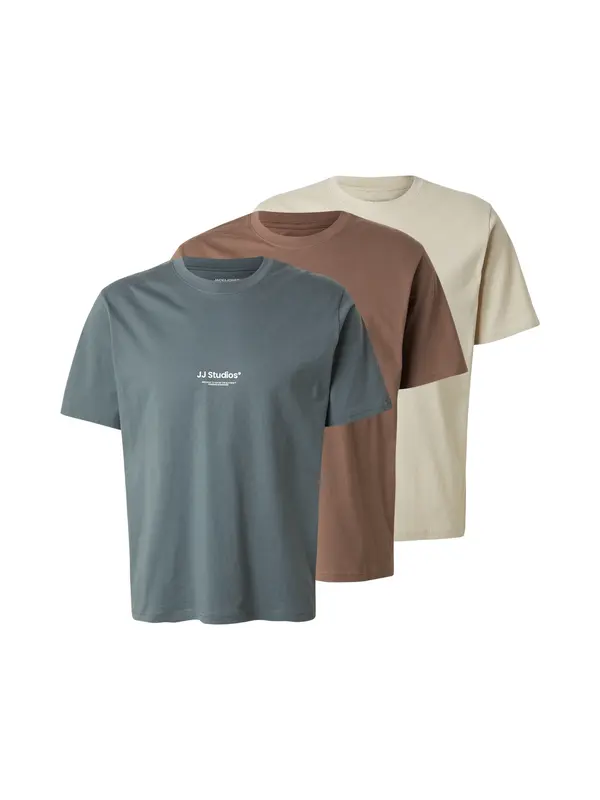JACK & JONES JACK & JONES Majica 'JJESOHO'  smeđa / siva / vuneno bijela