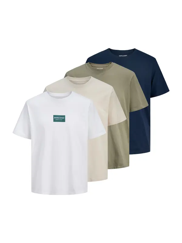 JACK & JONES JACK & JONES Majica 'JJFRANK'  bež / mornarsko plava / jabuka / bijela