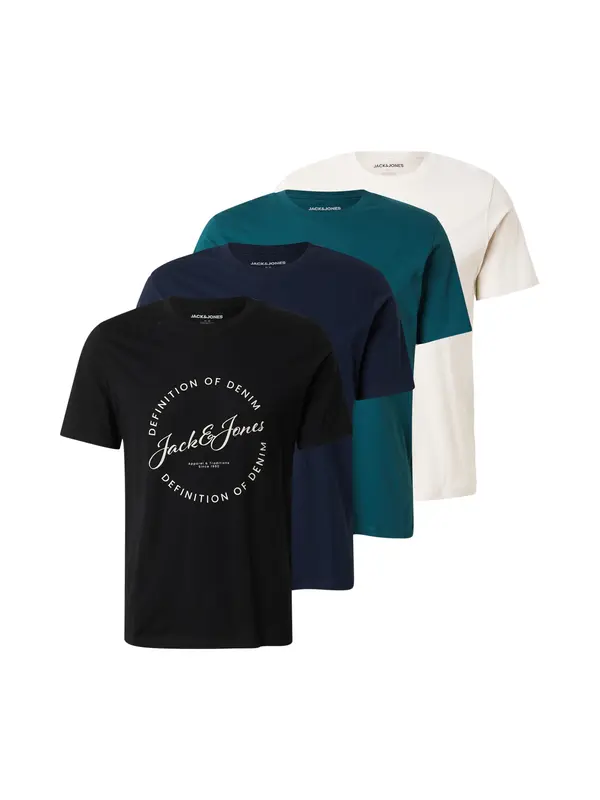 JACK & JONES JACK & JONES Majica 'JJGRAYSON'  bež / mornarsko plava / smaragdno zelena / crna