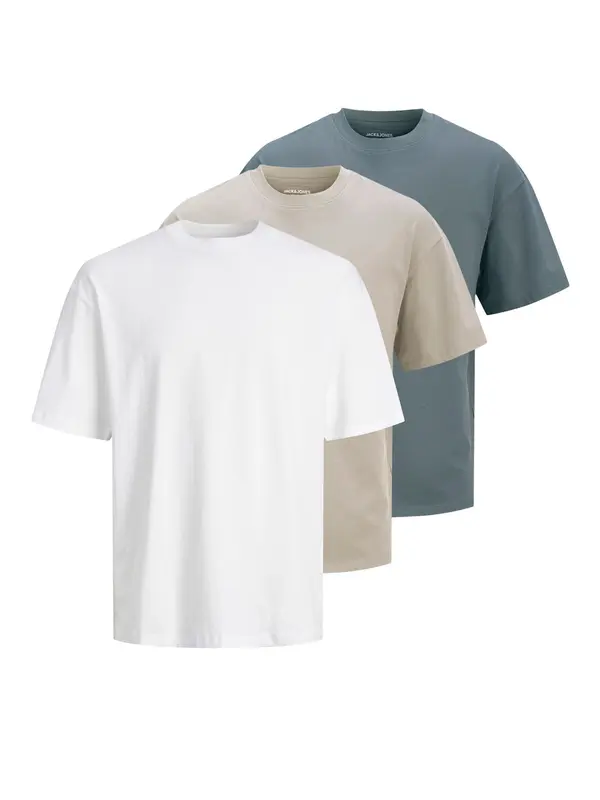 JACK & JONES JACK & JONES Majica 'JJHugo'  bež / bazalt siva / bijela