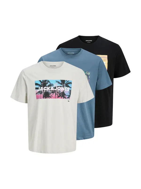 JACK & JONES JACK & JONES Majica 'JJINDIANA'  golublje plava / crna / bijela