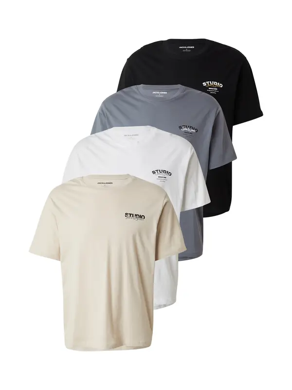 JACK & JONES JACK & JONES Majica 'JJYuki'  bež / siva / crna / bijela