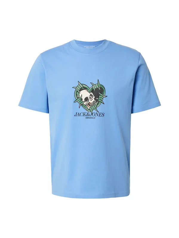 JACK & JONES JACK & JONES Majica 'JORCATSKILLS SKULL'  morsko plava / svijetloplava / zelena