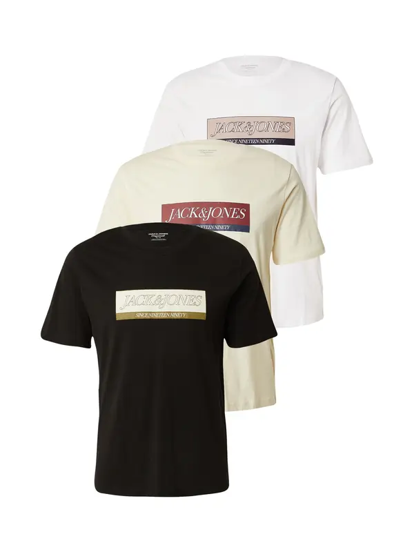 JACK & JONES JACK & JONES Majica 'JORINWOOD'  bež / plava / crvena / crna