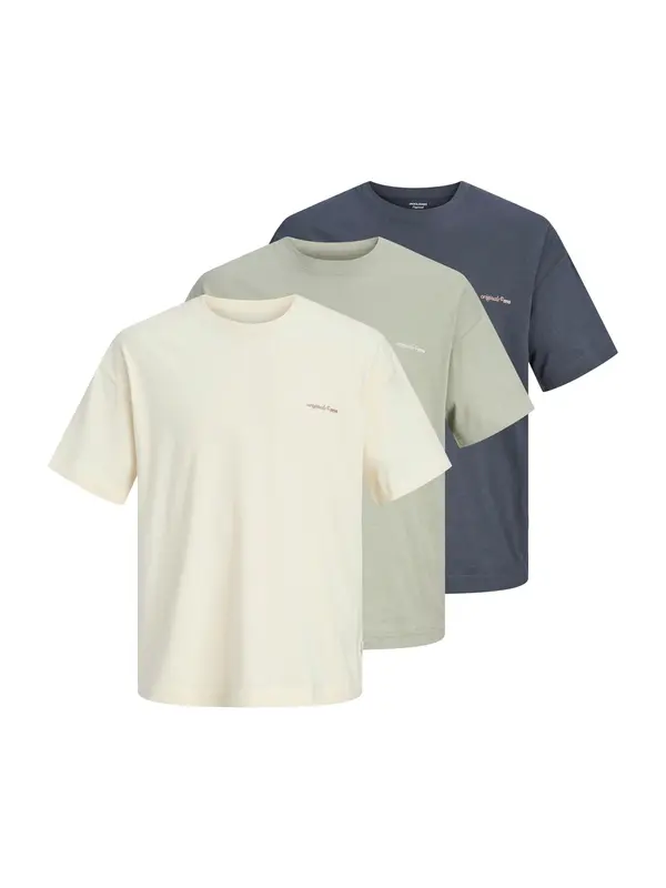 JACK & JONES JACK & JONES Majica 'JORMONTAUK'  noćno plava / kameno siva / vuneno bijela