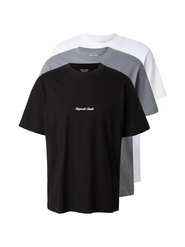 JACK & JONES JACK & JONES Majica 'JORNORREBRO'  siva / crna / bijela