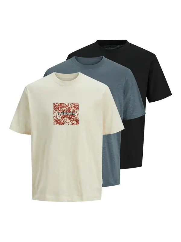 JACK & JONES JACK & JONES Majica 'JORSPLIT'  plava / karmin crvena / crna / vuneno bijela