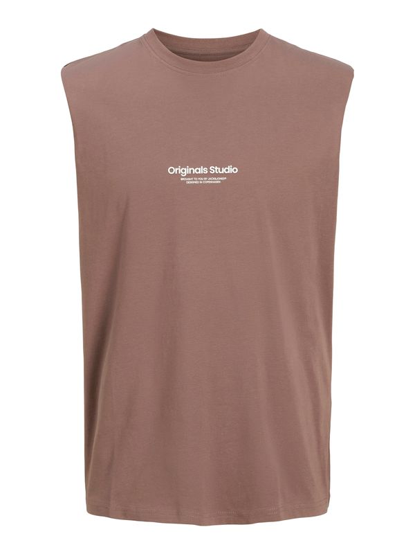 JACK & JONES JACK & JONES Majica 'JORVESTERBRO'  moka smeđa / bijela