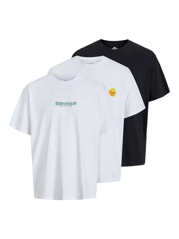 JACK & JONES JACK & JONES Majica 'JORWOWIE'  crna / bijela