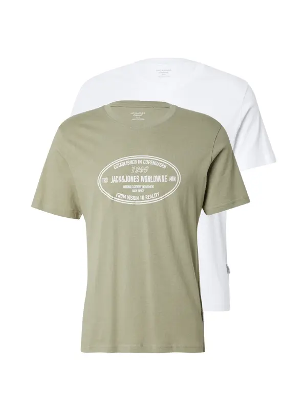 JACK & JONES JACK & JONES Majica 'JORYORK'  maslinasta / bijela