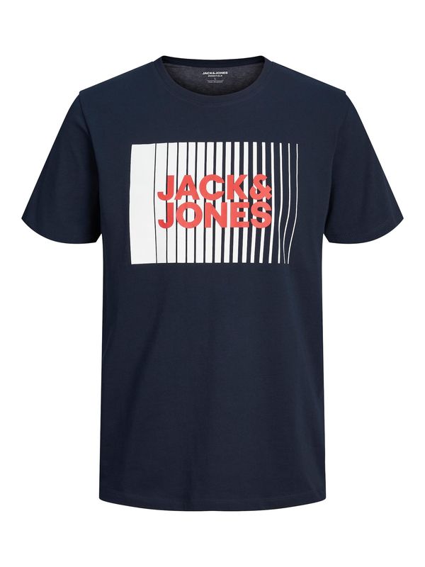 JACK & JONES JACK & JONES Majica  mornarsko plava / crvena / prljavo bijela