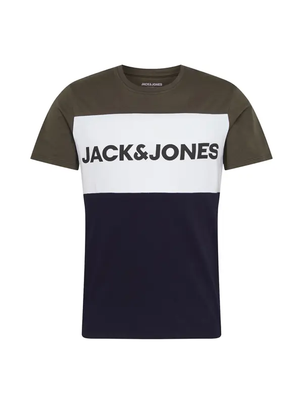 JACK & JONES JACK & JONES Majica  mornarsko plava / kaki / bijela