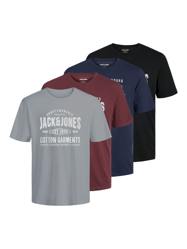 JACK & JONES JACK & JONES Majica  mornarsko plava / siva / bordo / crna