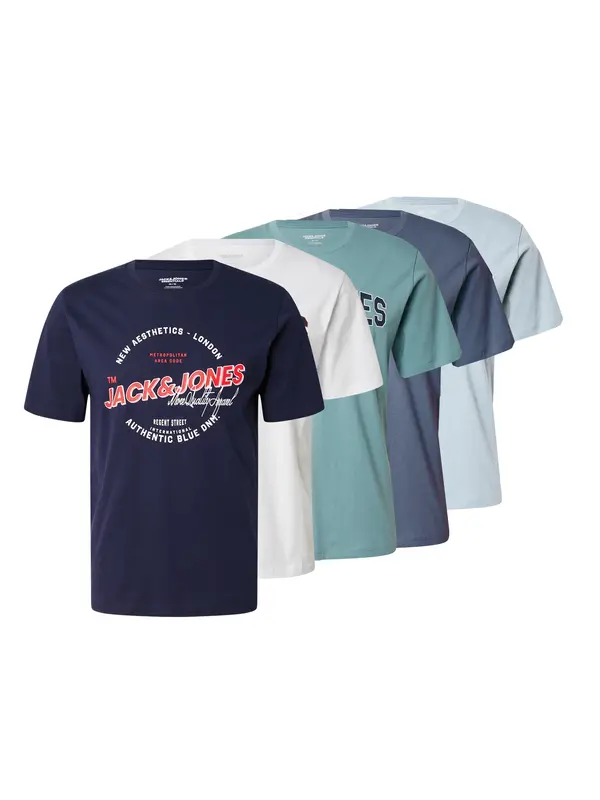 JACK & JONES JACK & JONES Majica  mornarsko plava / sivkasto plava / svijetloplava / pastelno zelena / bijela