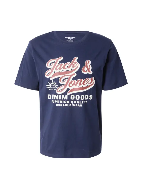 JACK & JONES JACK & JONES Majica  noćno plava / hrđavo smeđa / bijela