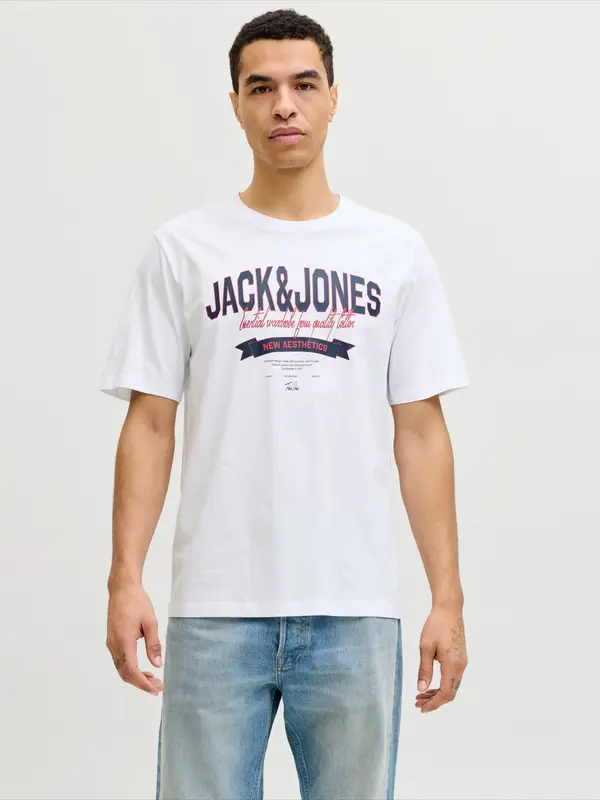 JACK & JONES JACK & JONES Majica  noćno plava / tamno crvena / bijela