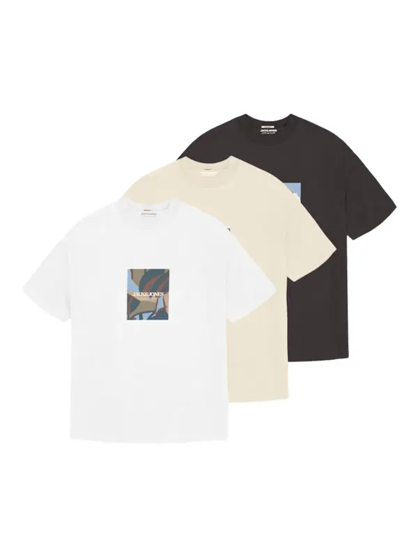 JACK & JONES JACK & JONES Majica  pastelno plava / smeđa / tamno zelena / crna