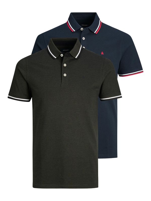 JACK & JONES JACK & JONES Majica 'Paulos'  mornarsko plava / tamno zelena / krvavo crvena / bijela