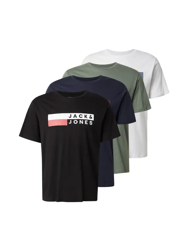 JACK & JONES JACK & JONES Majica  tamno plava / maslinasta / crna / bijela