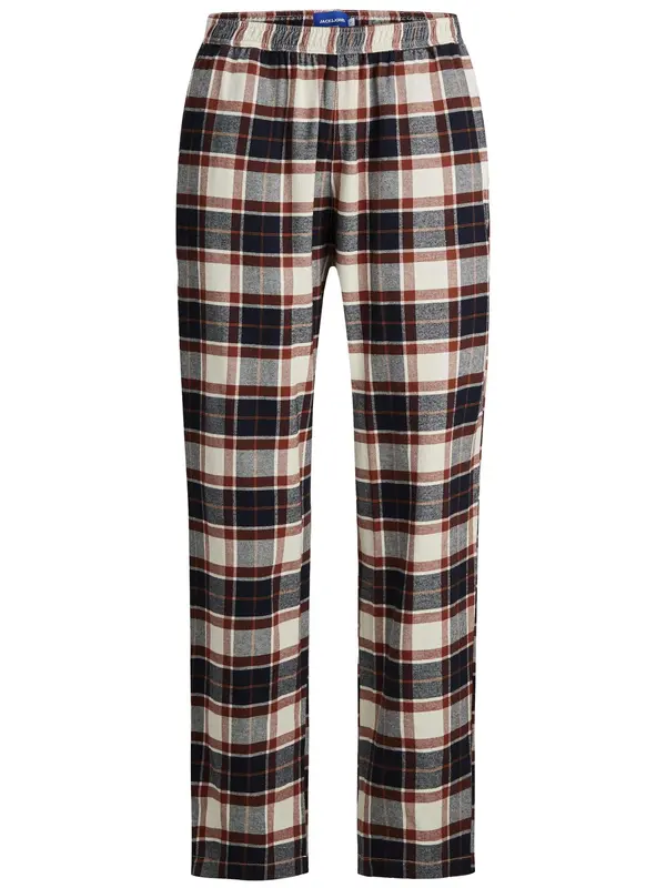 JACK & JONES JACK & JONES Pidžama hlače 'JACRIMON'  tamo siva / crvena / prljavo bijela