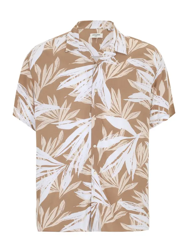 Jack & Jones Plus Jack & Jones Plus Košulja 'JJEJeff'  svijetlosmeđa / bijela