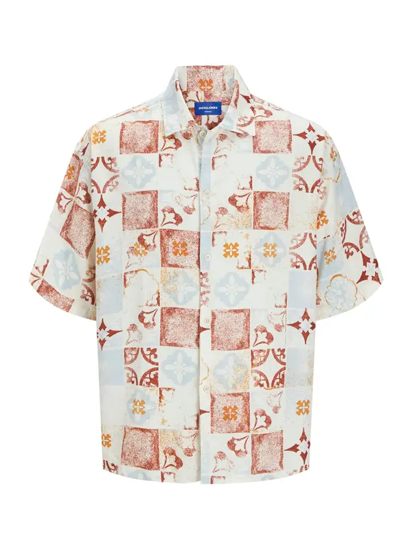 Jack & Jones Plus Jack & Jones Plus Košulja 'JORHYDRA'  svijetloplava / hrđavo smeđa / narančasta / bijela