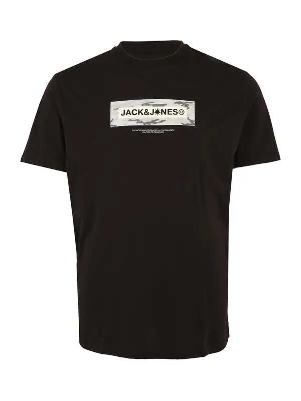 Jack & Jones Plus Jack & Jones Plus Majica 'JCOBREEZE'  siva / tamo siva / crna / bijela