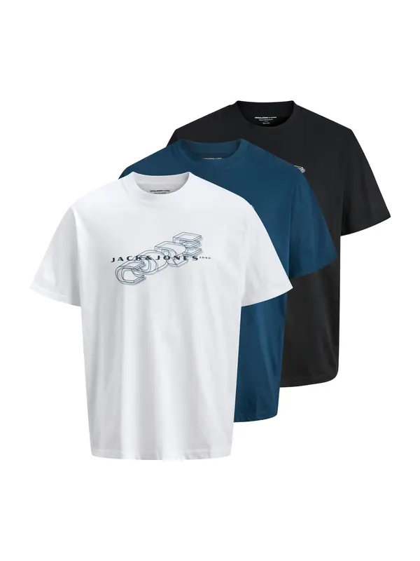 Jack & Jones Plus Jack & Jones Plus Majica 'JCOFUSION'  plava / crna / bijela