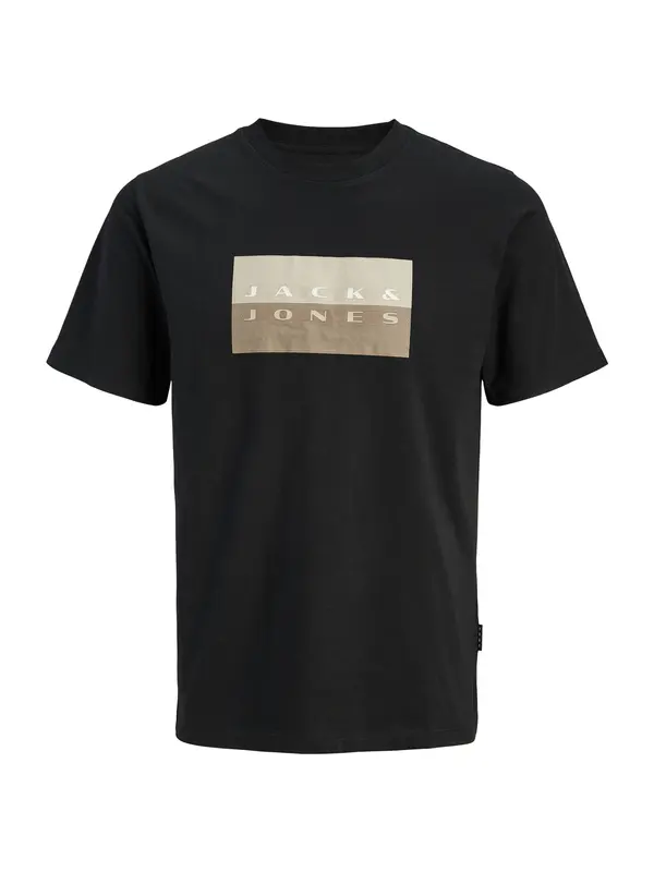 Jack & Jones Plus Jack & Jones Plus Majica 'JCOFusion'  sivkasto bež / svijetlobež / brokat / crna
