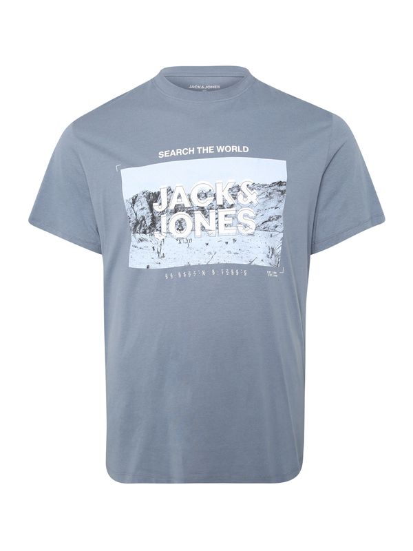 Jack & Jones Plus Jack & Jones Plus Majica 'JCORAY PHOTO'  sivkasto plava / svijetloplava / crna / bijela