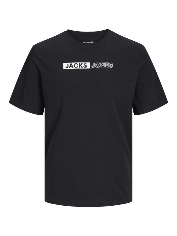 Jack & Jones Plus Jack & Jones Plus Majica 'JJECORP'  crna / bijela