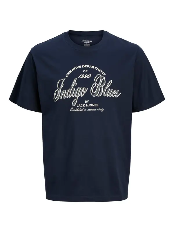 Jack & Jones Plus Jack & Jones Plus Majica 'JJEDenver'  mornarsko plava / bijela