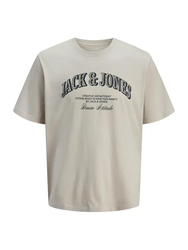 Jack & Jones Plus Jack & Jones Plus Majica 'JJEDENVER'  sivkasto bež / crna