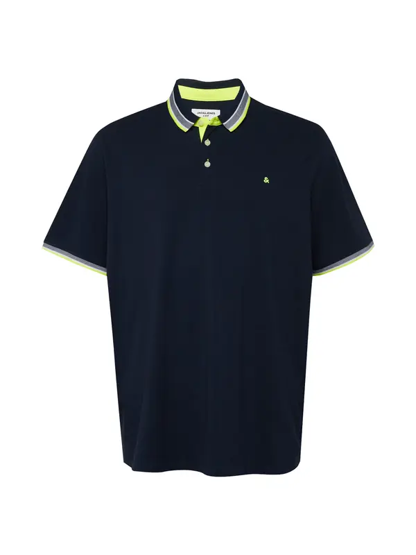 Jack & Jones Plus Jack & Jones Plus Majica 'JJEPAULOS'  morsko plava / neonsko žuta / bijela