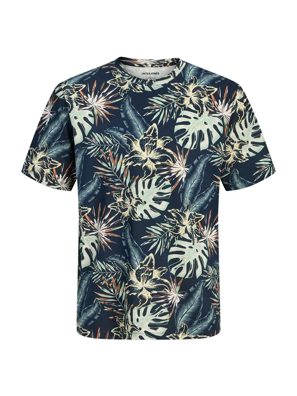Jack & Jones Plus Jack & Jones Plus Majica 'JJHONOLULU'  mornarsko plava / smeđa / menta / narančasta