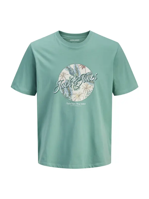 Jack & Jones Plus Jack & Jones Plus Majica 'JJHONOLULU'  smeđa / pastelno zelena / bijela