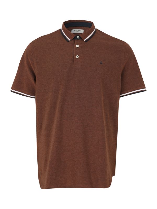 Jack & Jones Plus Jack & Jones Plus Majica 'JJPaulos'  smeđa / bijela
