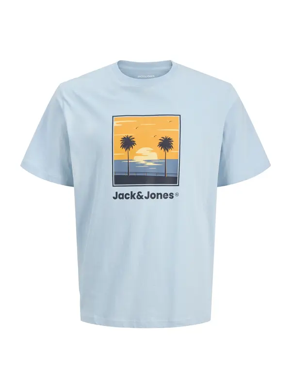 Jack & Jones Plus Jack & Jones Plus Majica 'JJPERRY'  noćno plava / safirno plava / svijetloplava / tamno narančasta
